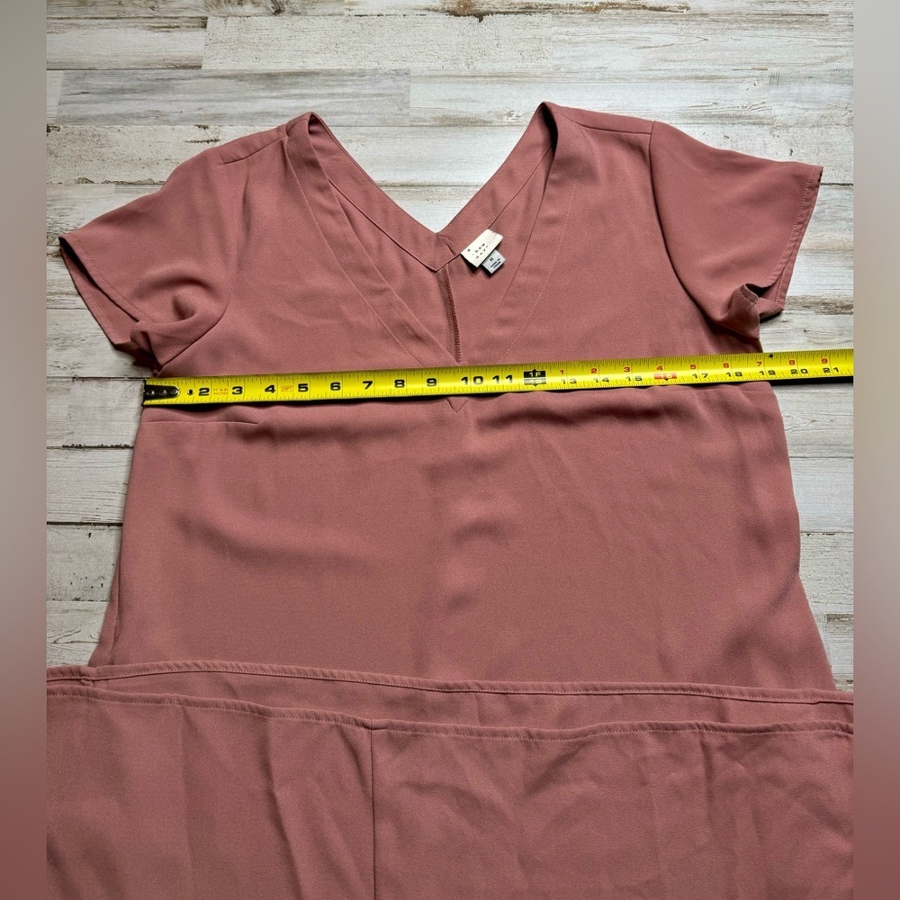 A New Day Dress Women Medium Basic Shift Blush Pink Short Sleeve V-Neck Pockets - Picture 5 of 10